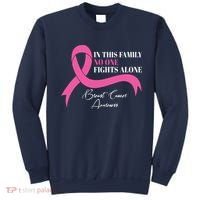 In This Family No One Fights Alone Breast Cancer Awareness Sweatshirt thumb 0