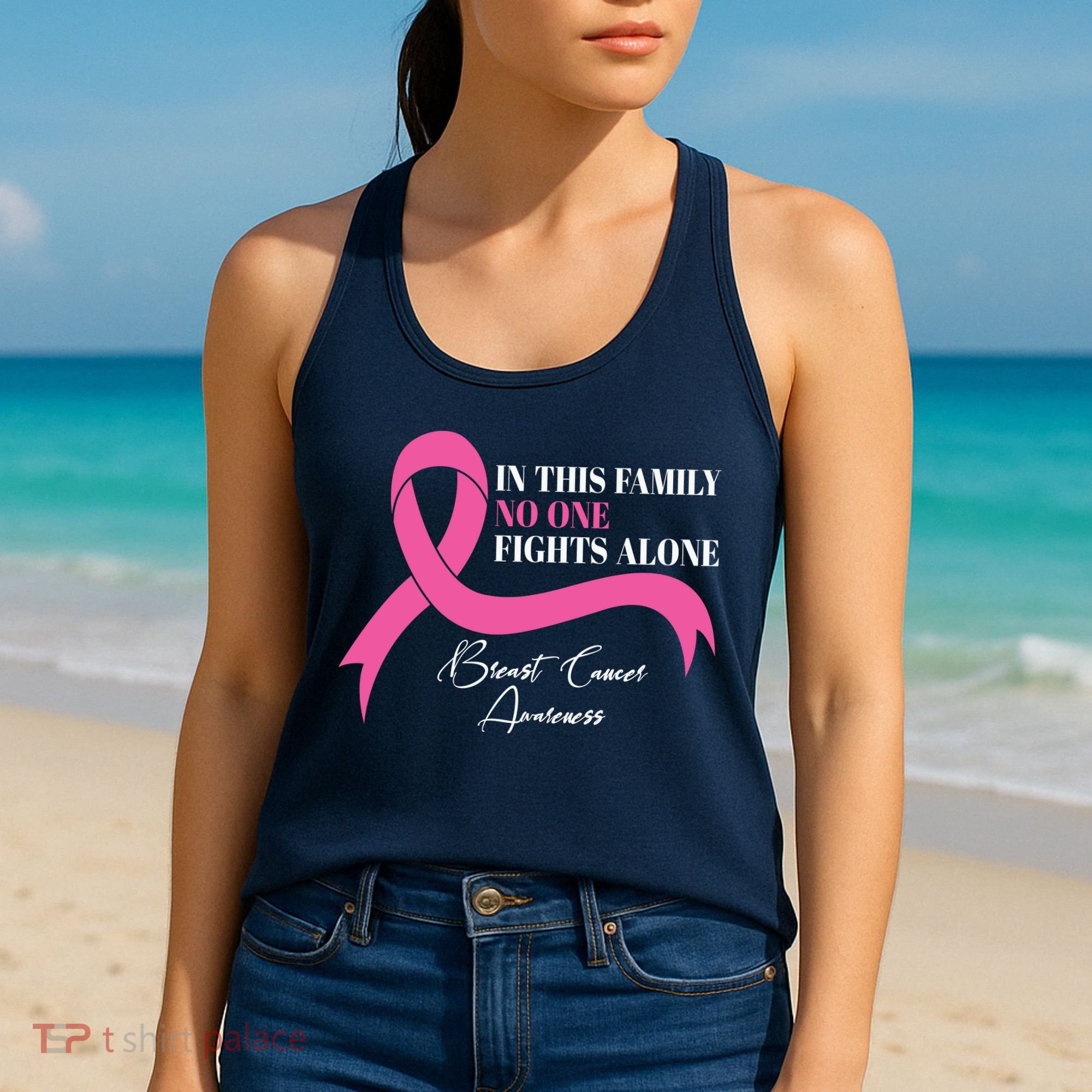 In This Family No One Fights Alone Breast Cancer Awareness Women's Tank Top