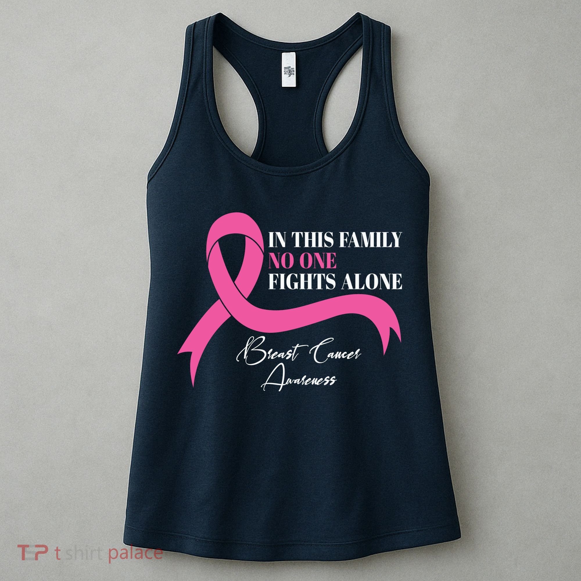 In This Family No One Fights Alone Breast Cancer Awareness Women's Tank Top