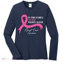 In This Family No One Fights Alone Breast Cancer Awareness Women's Long Sleeve Shirt thumb 0