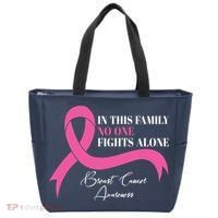 In This Family No One Fights Alone Breast Cancer Awareness Tote Bag thumb 0