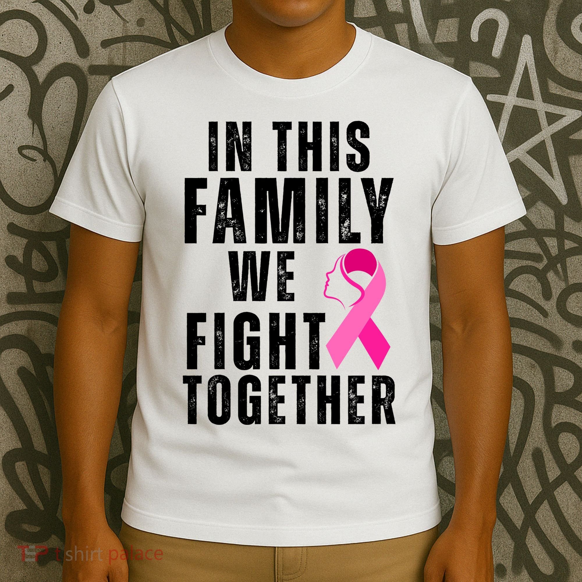 In This Family We Fight Together Breast Cancer Ribbon T-Shirt