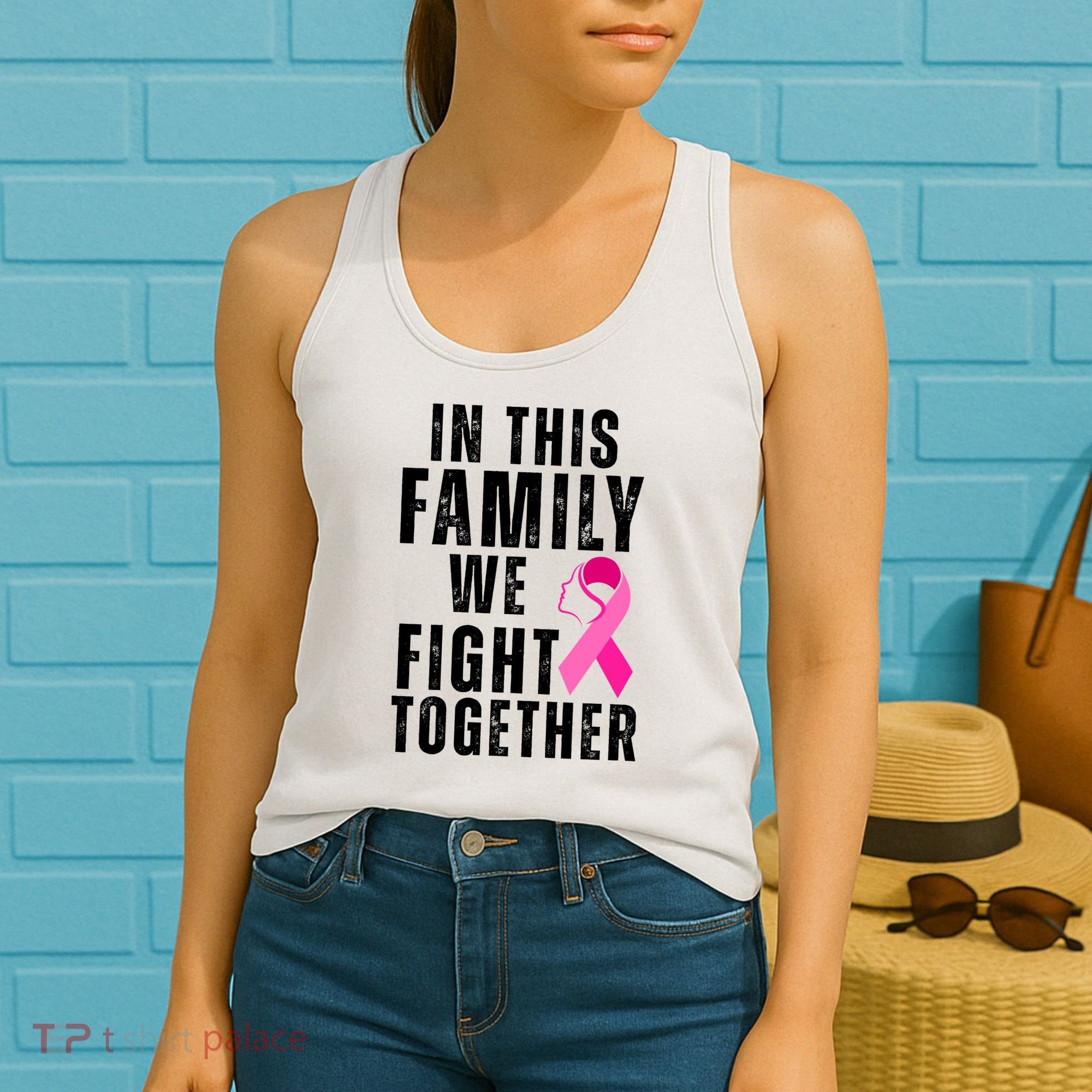 In This Family We Fight Together Breast Cancer Ribbon Women's Tank Top