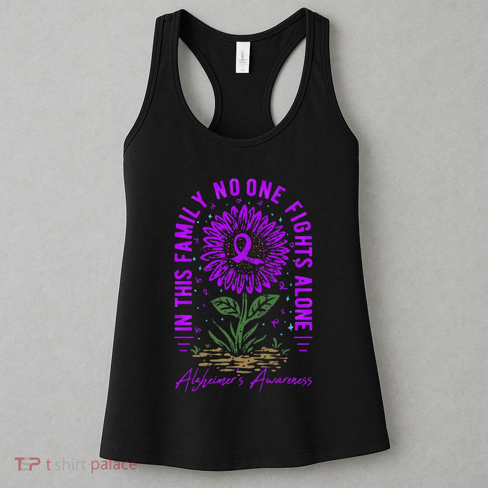 In This Family No One Fight Alone Alzheimer’s Awareness Women's Tank Top