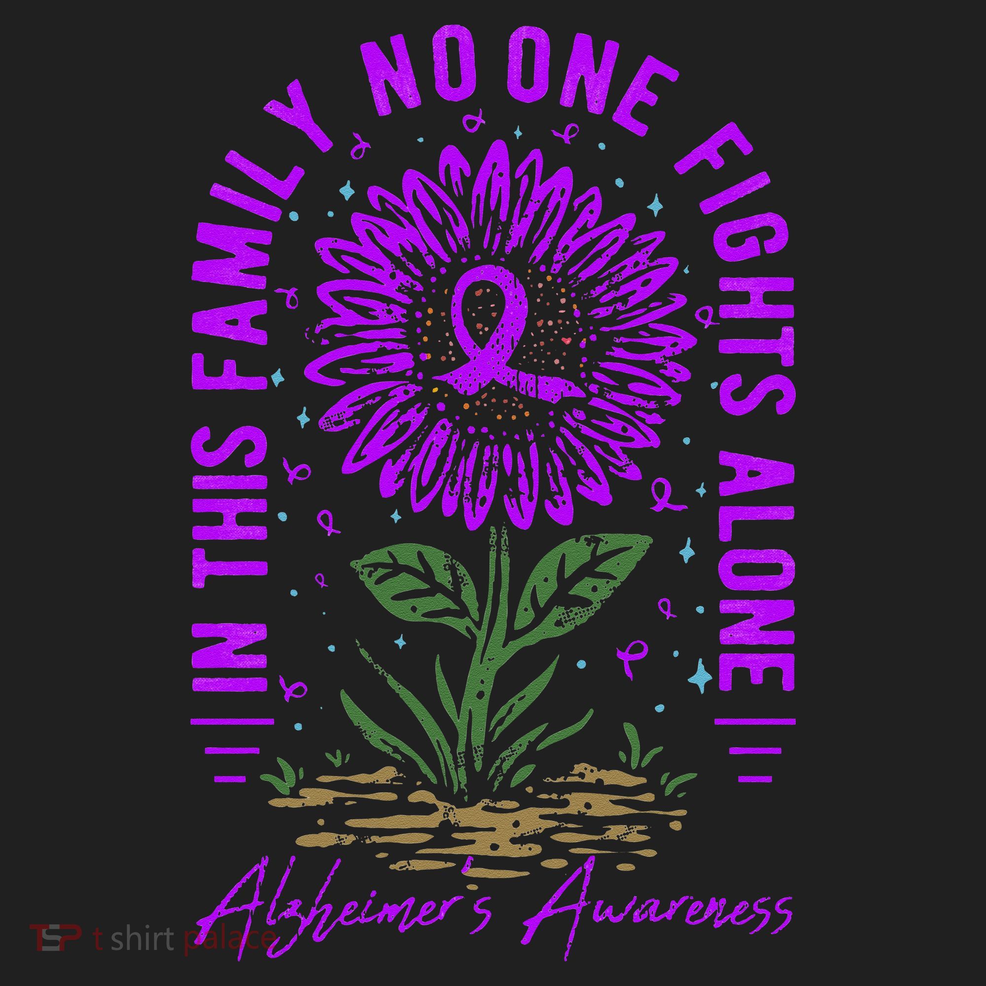 In This Family No One Fight Alone Alzheimer’s Awareness Golf Towel
