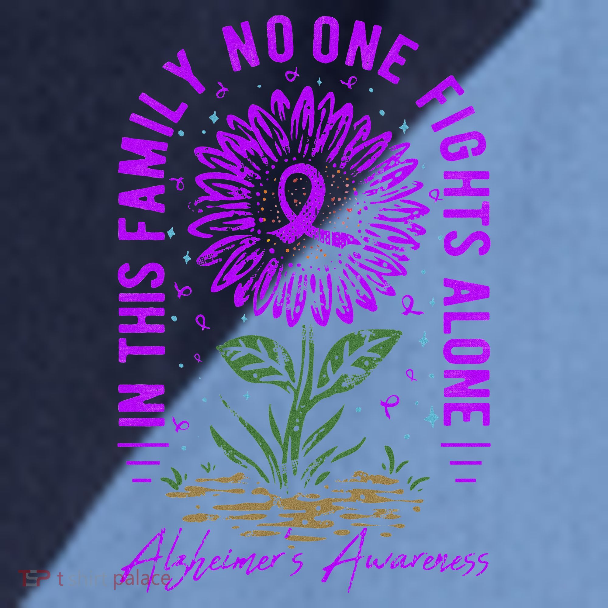 In This Family No One Fight Alone Alzheimer’s Awareness Raglan Baseball Sleeve Shirt