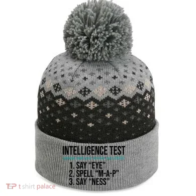 Intelligence Test Funny Message The Baniff Cuffed Pom Beanie