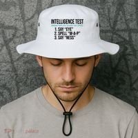 Intelligence Test Funny Message Bucket Hat thumb 2