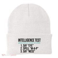 Intelligence Test Funny Message Beanie thumb 0
