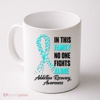 In This Family No One Fight Alone Addiction Recovery Awareness Coffee Mug thumb 0