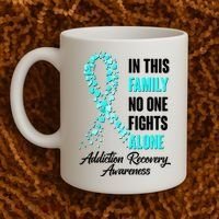 In This Family No One Fight Alone Addiction Recovery Awareness Coffee Mug thumb 2