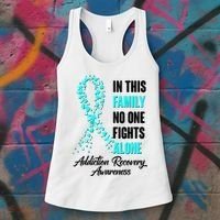In This Family No One Fight Alone Addiction Recovery Awareness Women's Tank Top thumb 3