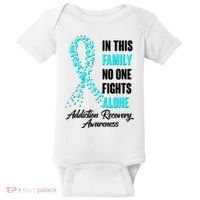 In This Family No One Fight Alone Addiction Recovery Awareness Baby Bodysuit thumb 0