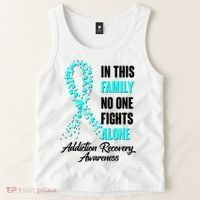 In This Family No One Fight Alone Addiction Recovery Awareness Tank Top thumb 2