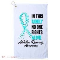 In This Family No One Fight Alone Addiction Recovery Awareness Golf Towel thumb 0