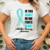 In This Family No One Fight Alone Addiction Recovery Awareness Women's T-Shirt thumb 2