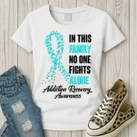 In This Family No One Fight Alone Addiction Recovery Awareness Women's T-Shirt thumb 3