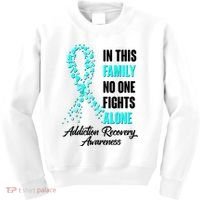 In This Family No One Fight Alone Addiction Recovery Awareness Kids Sweatshirt thumb 0