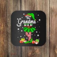 I'm The Grandma Elf Matching Family Christmas Party Coaster thumb 0