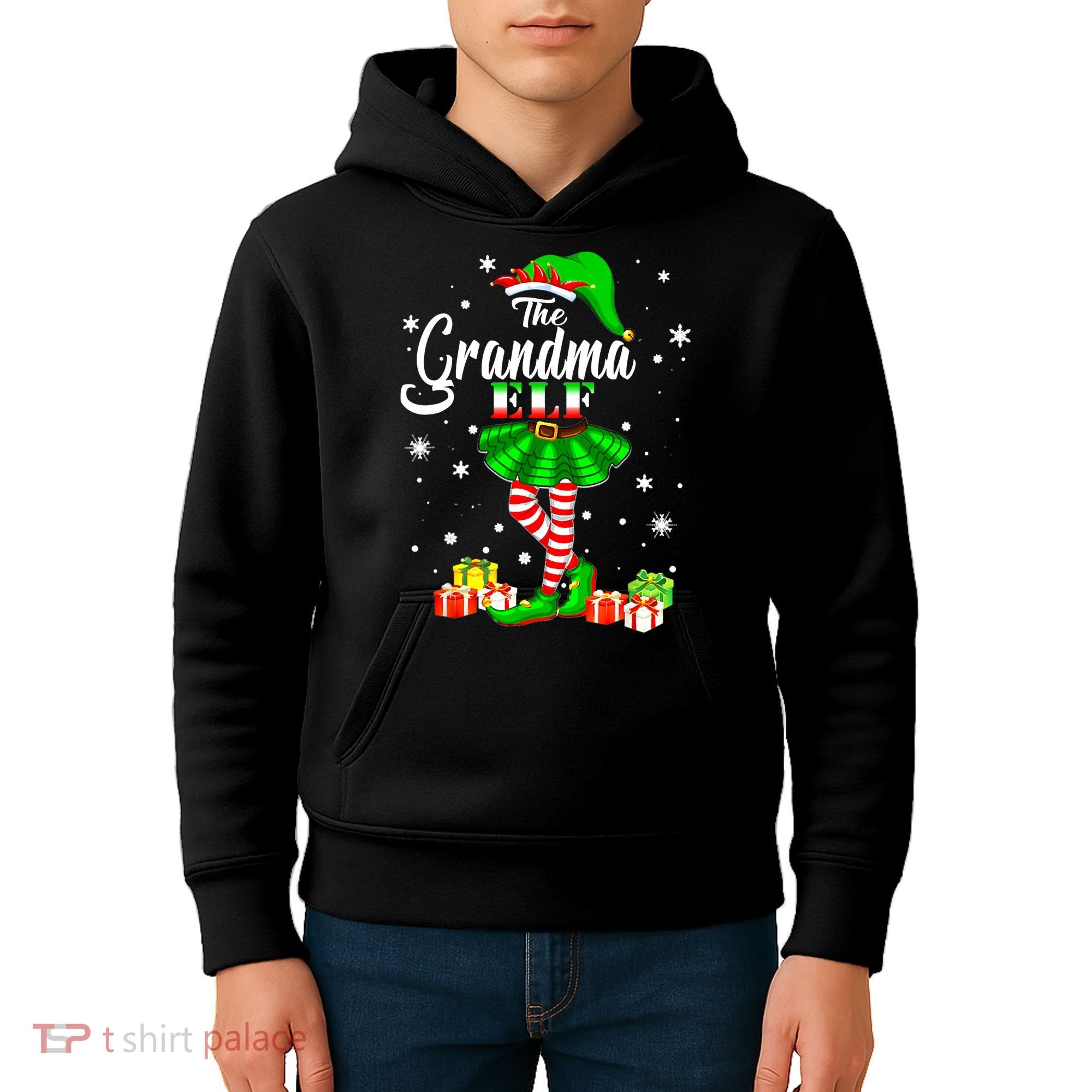 I'm The Grandma Elf Matching Family Christmas Party Kids Hoodie