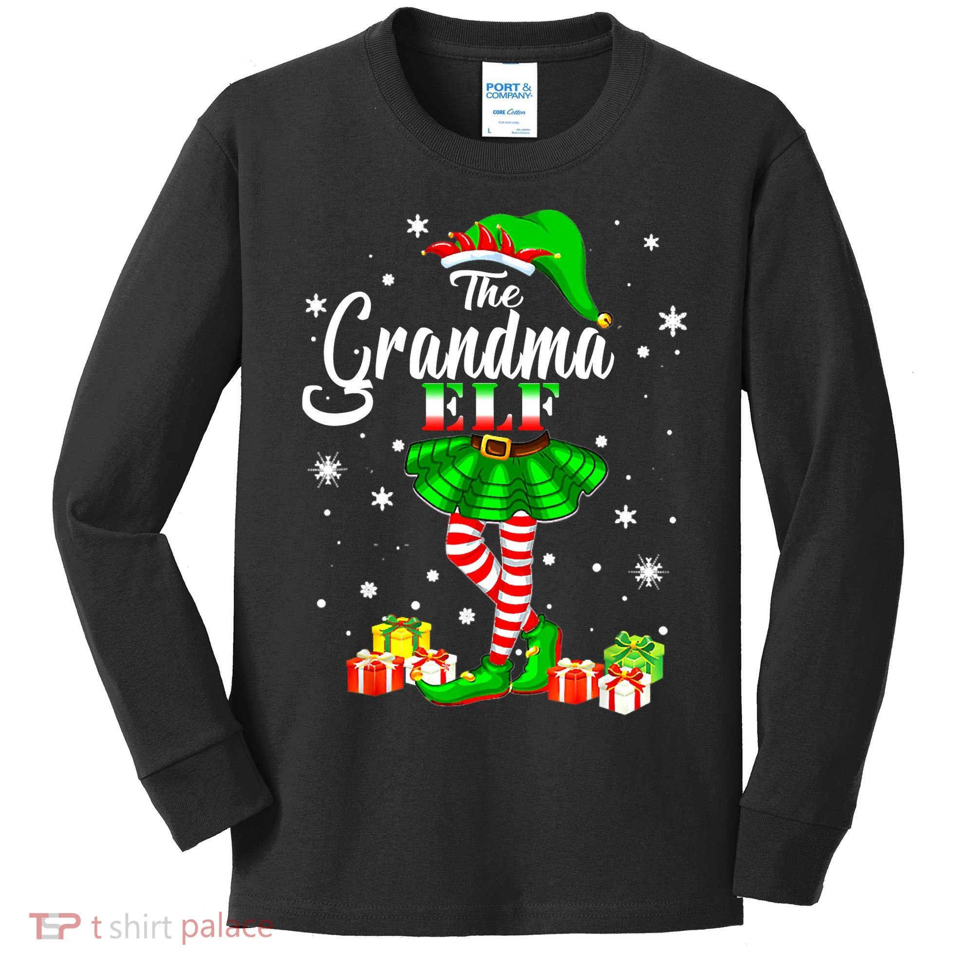 I'm The Grandma Elf Matching Family Christmas Party Kids Long Sleeve Shirt