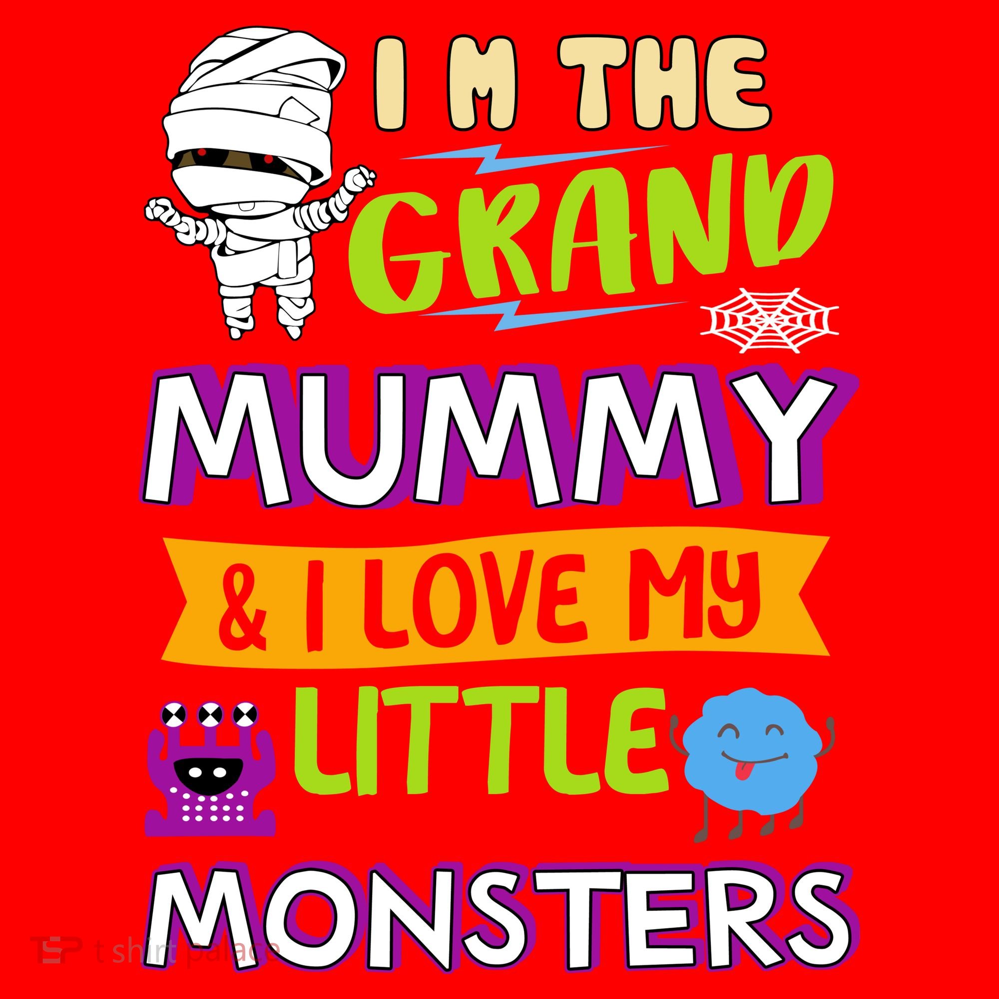 I'm The Grand Mummy & I Love My Little Monsters Santa Hat