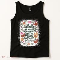 In The Garden He Walks With Me And He Talks With Me Funny Tank Top thumb 2