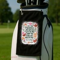 In The Garden He Walks With Me And He Talks With Me Funny Golf Towel thumb 2