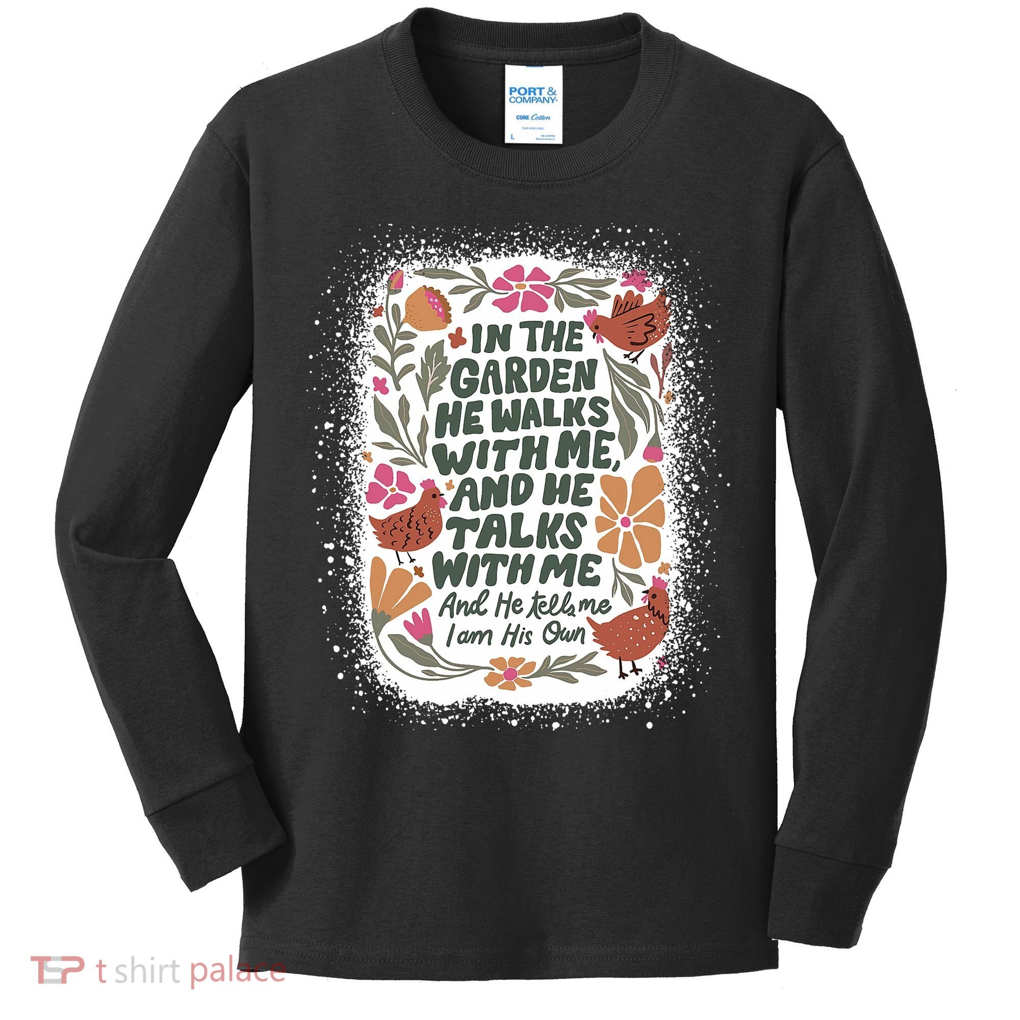 In The Garden He Walks With Me And He Talks With Me Funny Kids Long Sleeve Shirt