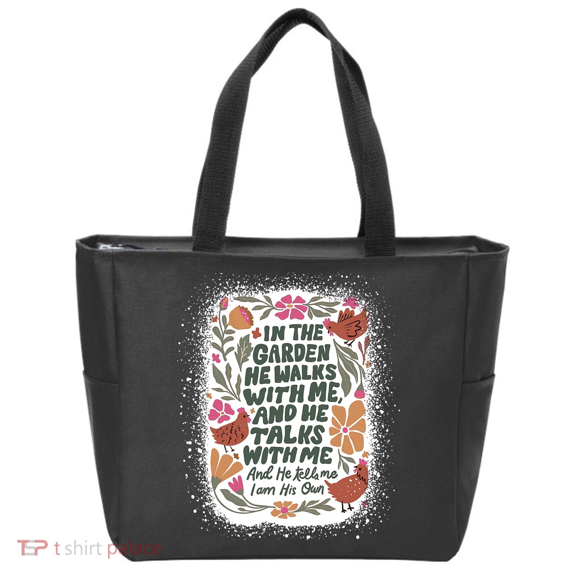In The Garden He Walks With Me And He Talks With Me Funny Tote Bag