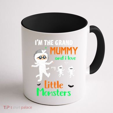 IM The Grand Mummy And I Love My Little Monsters Grandma Gift Coffee Mug back