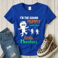 IM The Grand Mummy And I Love My Little Monsters Grandma Gift Women's T-Shirt thumb 3