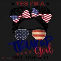 I'm Trump Girl Get Over It US Flag Girl Republican 4th July Women's Hoodie thumb 2