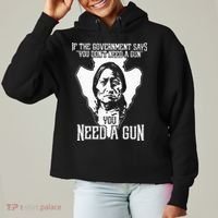 If The Government Says You Dont Need A Gun You Need A Gun Ladies Heavyweight Boxy Pullover Hoodie thumb 0