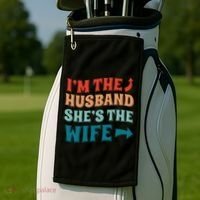 I'm The Husband She's The Wife Funny Golf Towel thumb 2
