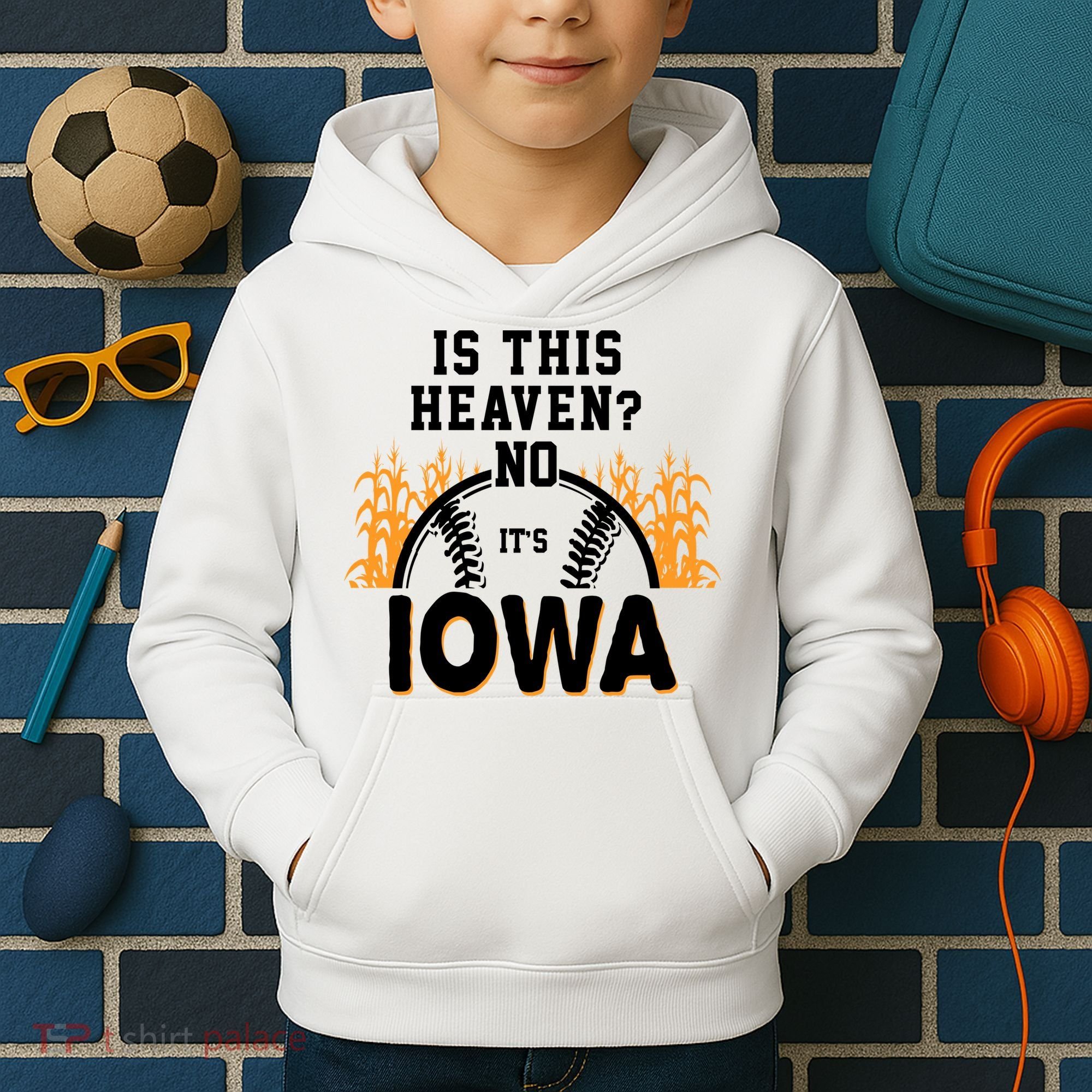 Is This Heaven No It's Iowa Baseball Kids Hoodie