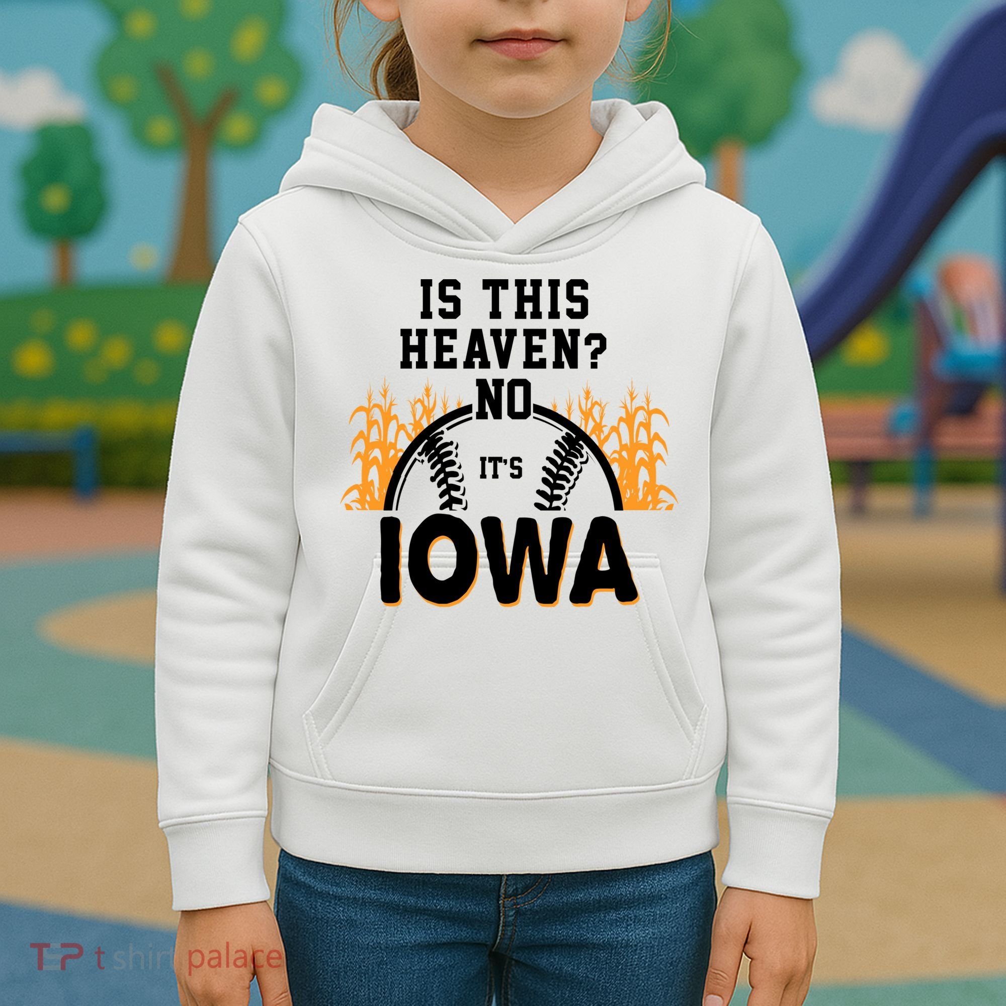 Is This Heaven No It's Iowa Baseball Kids Hoodie