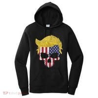 Iconic Trump Hair Skull Usa Flag Funny Republican Gift Great Gift Women's Hoodie thumb 0