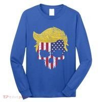 Iconic Trump Hair Skull Usa Flag Funny Republican Gift Great Gift Long Sleeve Shirt thumb 0