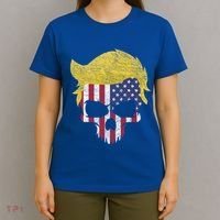 Iconic Trump Hair Skull Usa Flag Funny Republican Gift Great Gift T-Shirt thumb 4