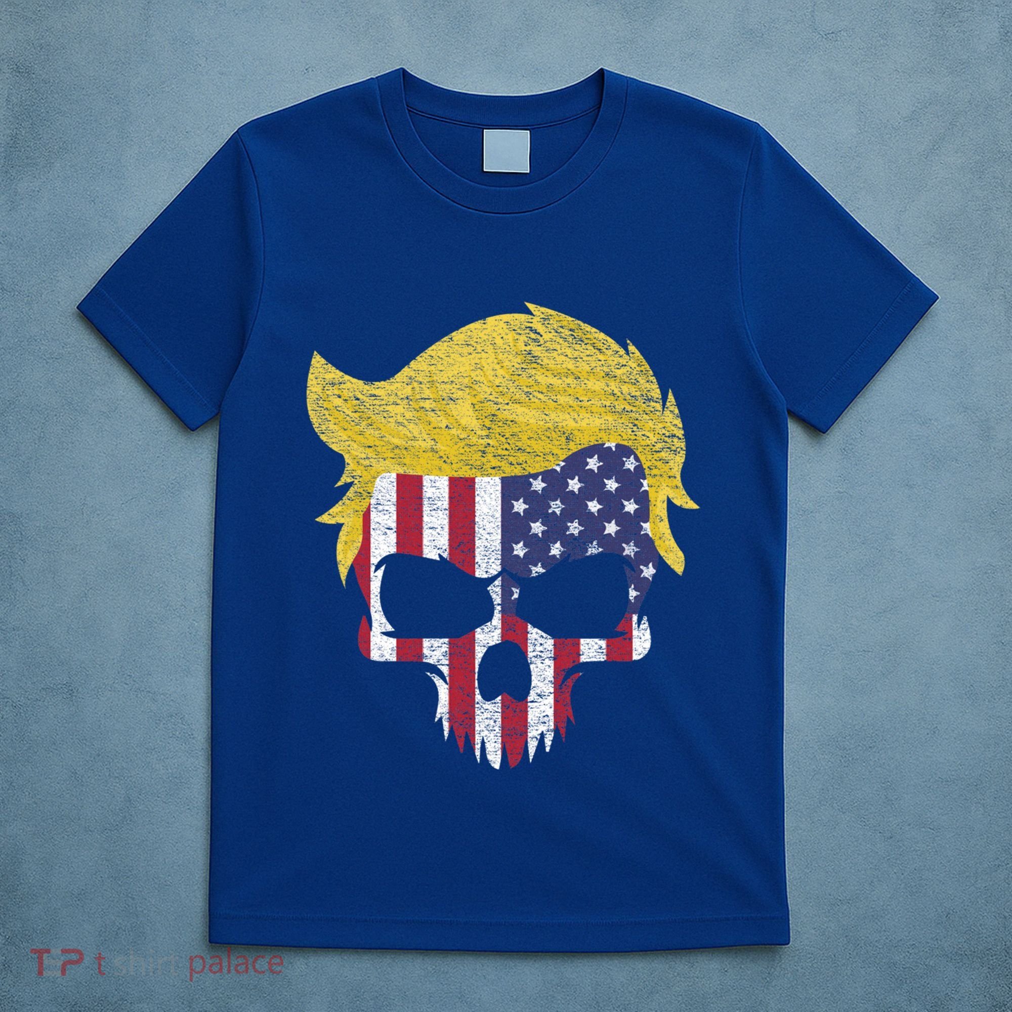 Iconic Trump Hair Skull Usa Flag Funny Republican Gift Great Gift T-Shirt