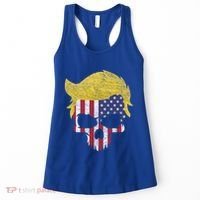 Iconic Trump Hair Skull Usa Flag Funny Republican Gift Great Gift Women's Tank Top thumb 0