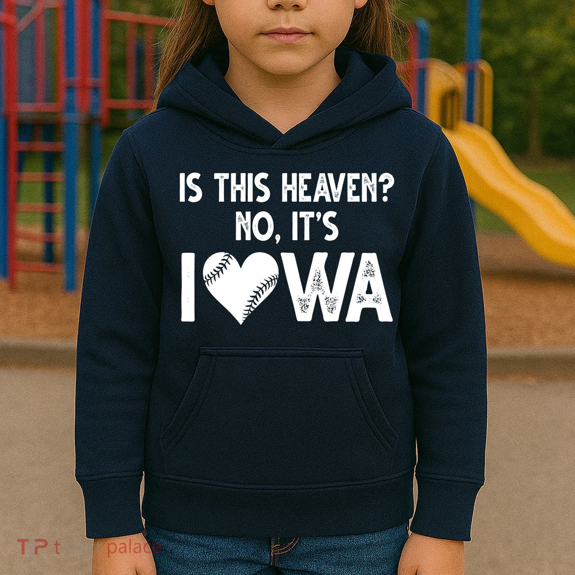 Is This Heaven No It's Iowa Baseball Lover Kids Hoodie