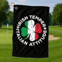 Irish Temper Italian Attitude St Patricks Day Golf Towel thumb 1