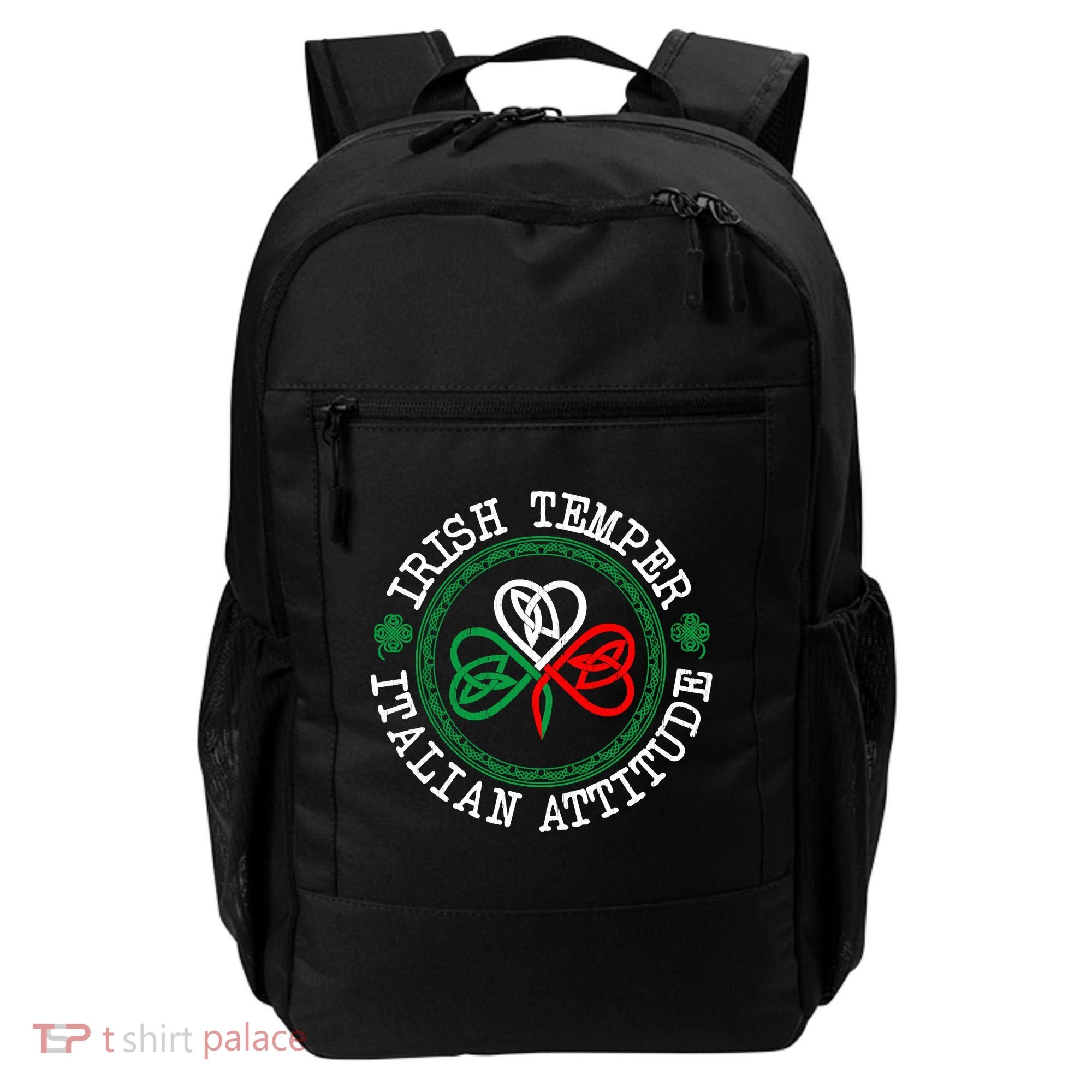 Irish Temper Italian Attitude Shamrock Italy Flag Pattys Day Backpack
