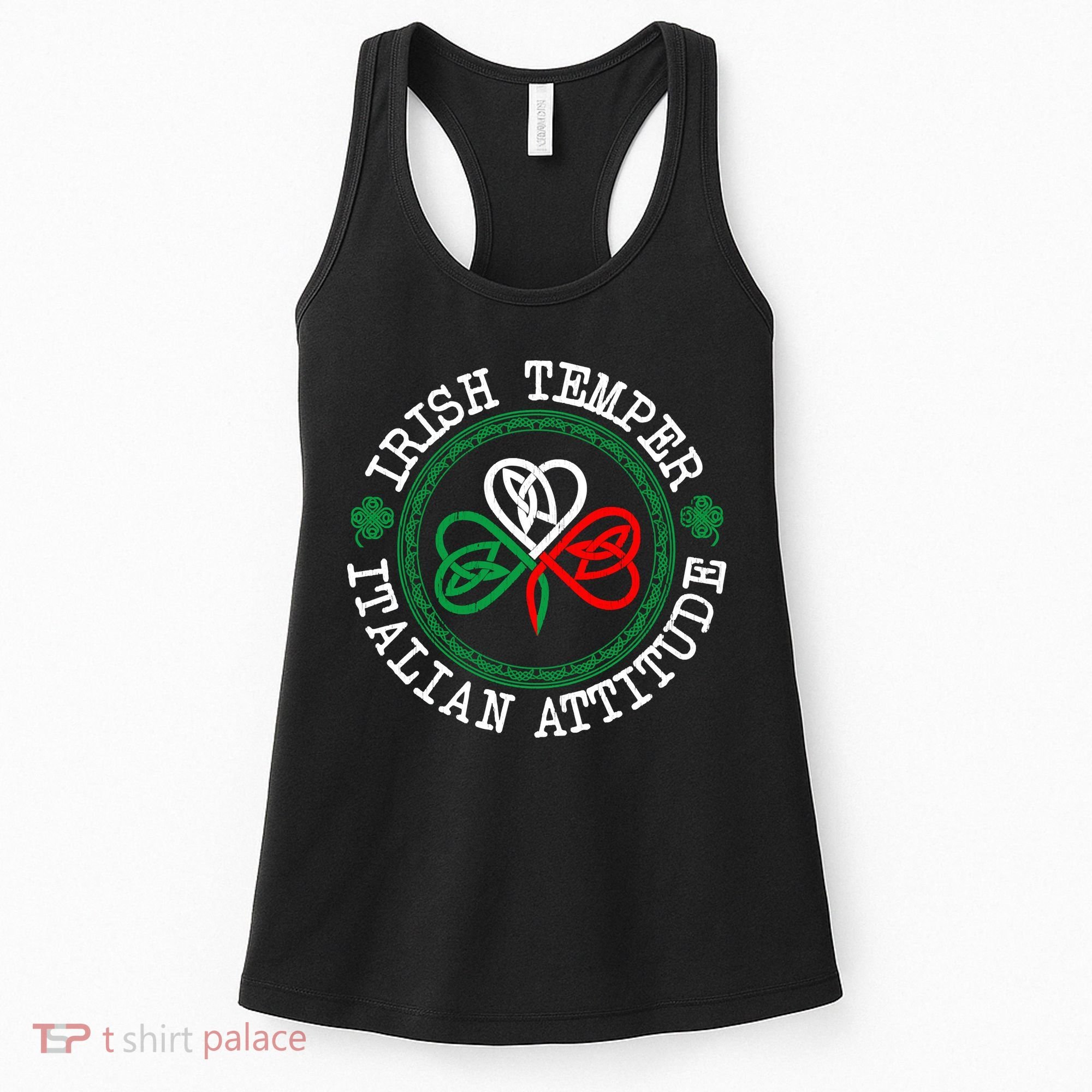 Irish Temper Italian Attitude Shamrock Italy Flag Pattys Day Women's Tank Top