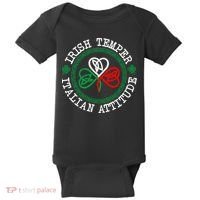 Irish Temper Italian Attitude Shamrock Italy Flag Pattys Day Baby Bodysuit thumb 0