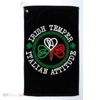 Irish Temper Italian Attitude Shamrock Italy Flag Pattys Day Golf Towel thumb 0