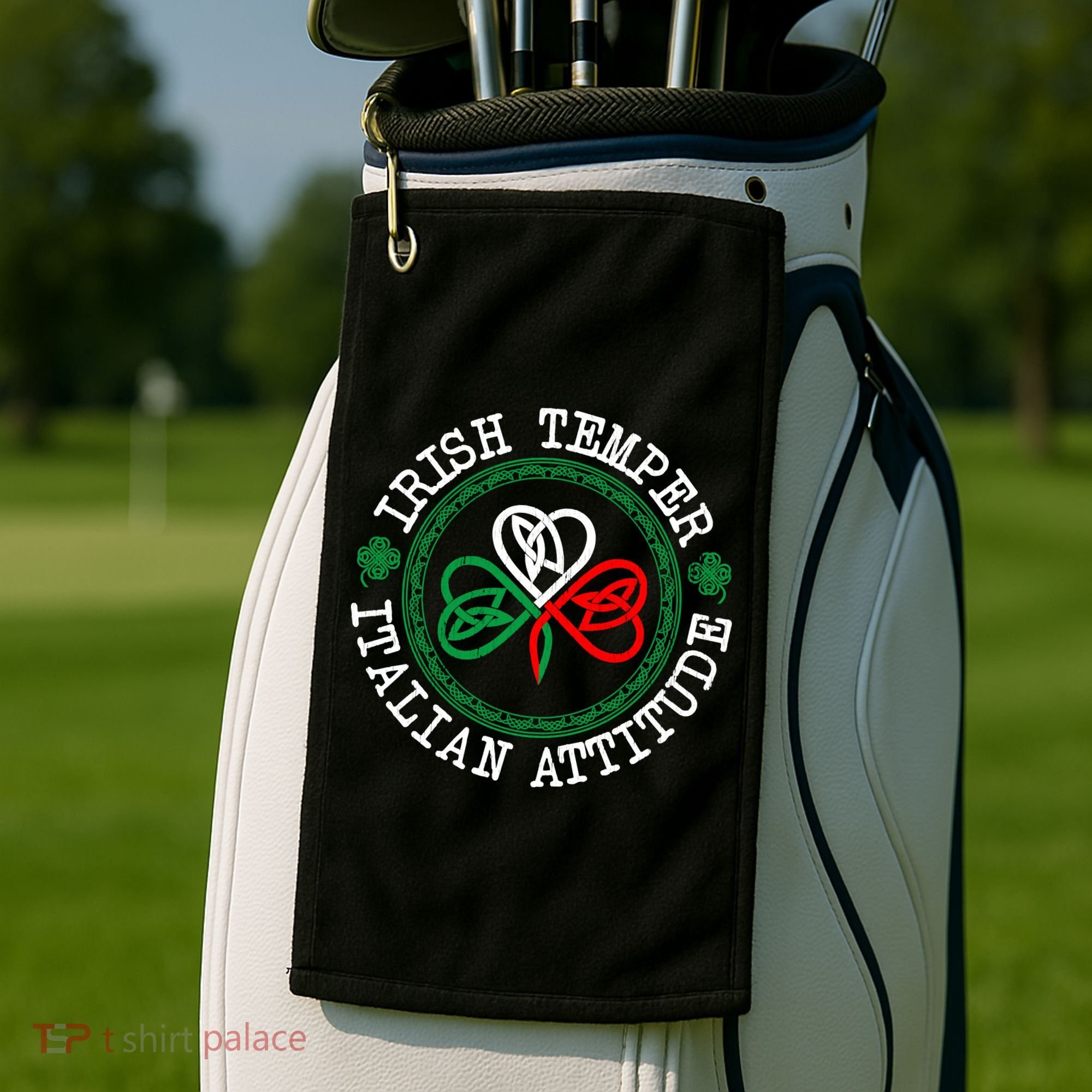 Irish Temper Italian Attitude Shamrock Italy Flag Pattys Day Golf Towel