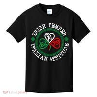 Irish Temper Italian Attitude Shamrock Italy Flag Pattys Day Kids T-Shirt thumb 0